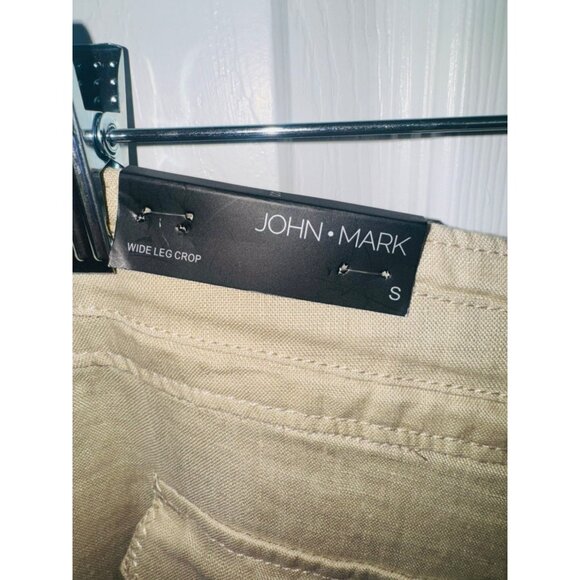 NWT John Mark Wide Leg Linen Crop Pants S Beige Linen Relaxed Fit Sustainable - Picture 3 of 10